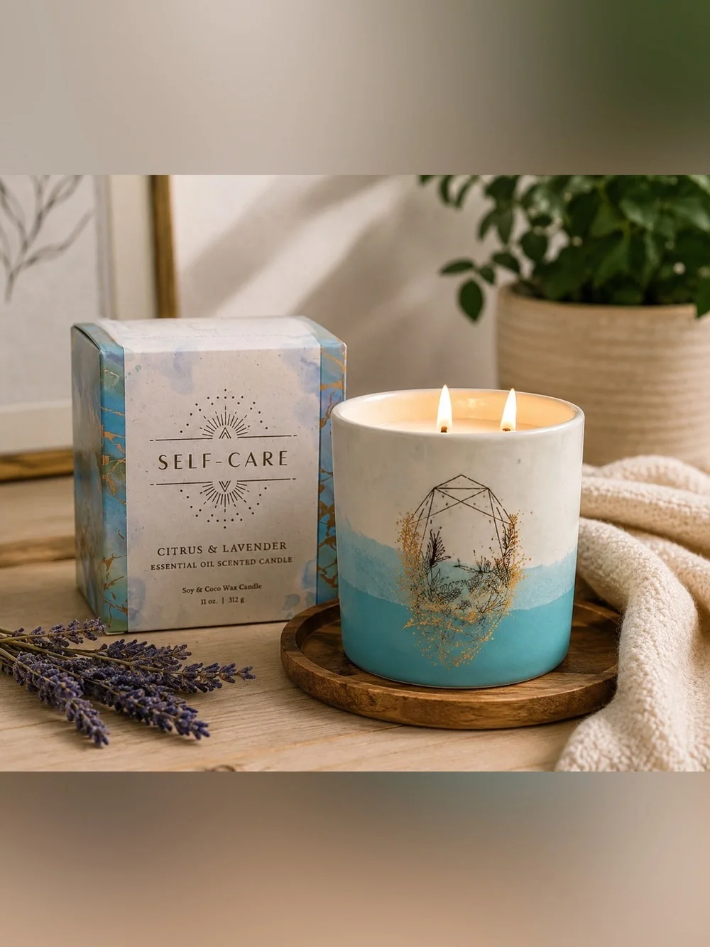 Self-Care Citrus & Lavender Aromatherapy Candle 11oz Soy Coco Wax